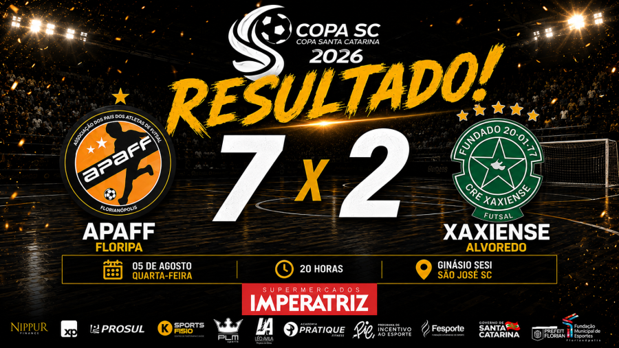 APAFF/Florianópolis goleia o Xaxiense por 7 a 2, entra no G-4 e ganha força na Copa Santa Catarina